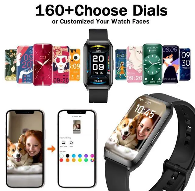 Alt view image 5 of 6 - 1.47" Smart Sports Watch, 10-Day Battery, IP68 Waterproof, Black | Fitness Tracker for iOS Android, Tracks Heart Rate, Sleep Monitor, Blood Oxygen, Suitable for Daily Fitness, Sport Strap