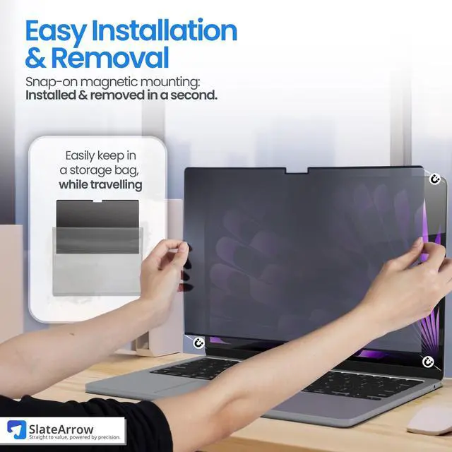 Alt view image 2 of 6 - Magnetic Privacy Screen for MacBook Pro 16 inch (2021-2025 M1-M4 Max), Anti-Glare, Blue Light Protector, Scratch Resistant, Removable Laptop Filter Private Shield & Webcam Cover