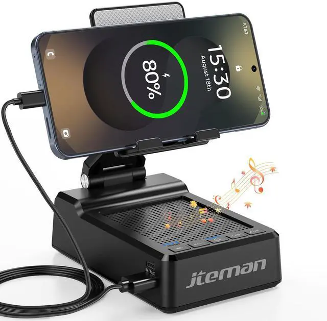 Main image of Phone Stand with Bluetooth Speaker and Charging Function | Adjustable Phone Holder, Desktop Speaker, Phone Charging Function, Cool Tech Gift for Men Women