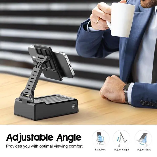 Alt view image 6 of 6 - Phone Stand with Bluetooth Speaker and Charging Function | Adjustable Phone Holder, Desktop Speaker, Phone Charging Function, Cool Tech Gift for Men Women