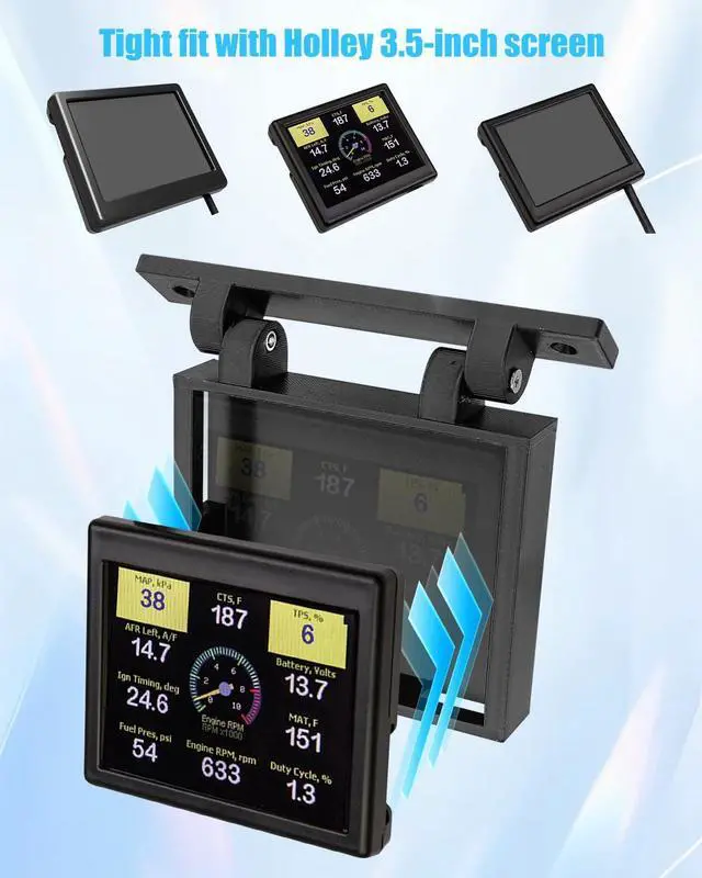 Alt view image 5 of 6 - Under Dash Screen Mount Fit for Holley EFI 3.5In Screen Sniper Terminator X | Hinged Vehicle Mounting Brackets, 180 Degree Adjustable, Without Blocking Driving View