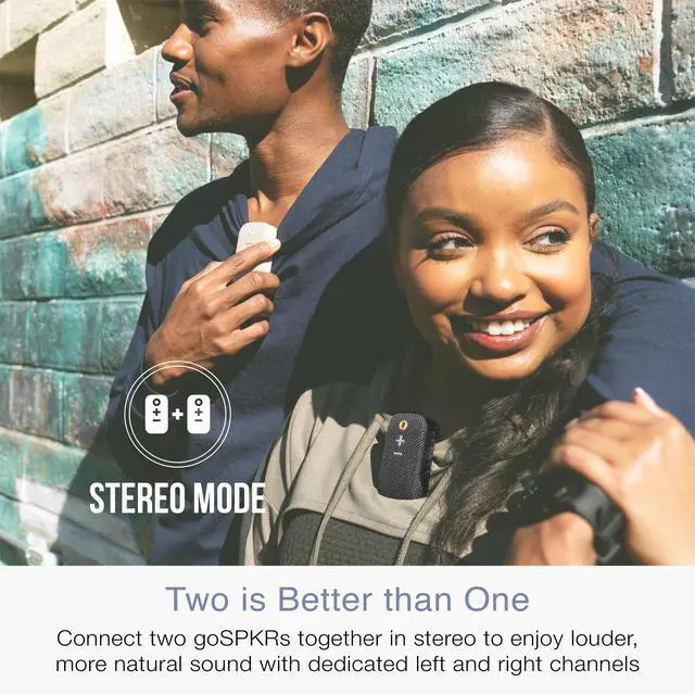Alt view image 3 of 6 - goSPKR Small Wearable Clip-on Bluetooth Speaker with IPX5 Water Resistance, Built-in Speakerphone with Microphone for Hands-Free Calls, Compact Design, Can Connect Up to 2 in Stereo (Black)