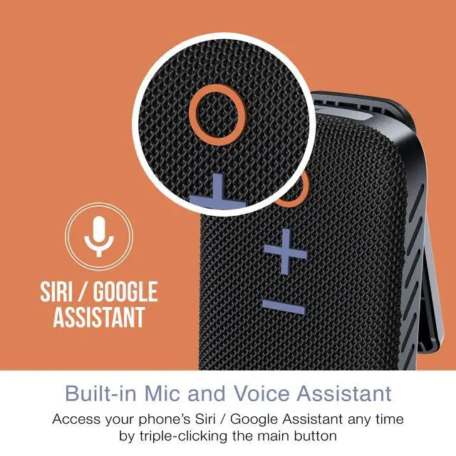 Alt view image 6 of 6 - goSPKR Small Wearable Clip-on Bluetooth Speaker with IPX5 Water Resistance, Built-in Speakerphone with Microphone for Hands-Free Calls, Compact Design, Can Connect Up to 2 in Stereo (Black)