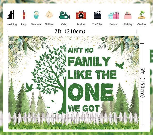 Main image of Family Reunion Backdrop Family Tree Family Gathering Party Decorations Banner Welcome to Our Family Members Photography Background (7x5FT: 84x60 inch)