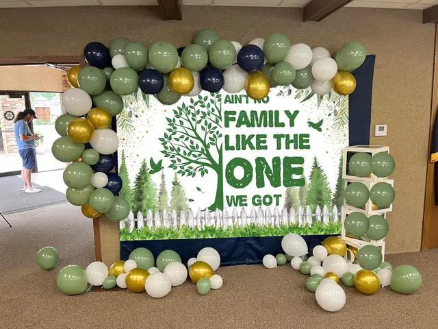 Alt view image 2 of 5 - Family Reunion Backdrop Family Tree Family Gathering Party Decorations Banner Welcome to Our Family Members Photography Background (7x5FT: 84x60 inch)