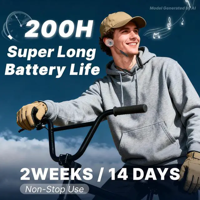 Alt view image 2 of 6 - H25 Neckband Bluetooth Headphones with 200hrs Long Battery Playtime | IPX5 Waterproof Wireless Earbuds Bluetooth 5.4, Around the Neck Headphones w/ENC Mic, for Work/Cycling/Game/Gym/Long Trips