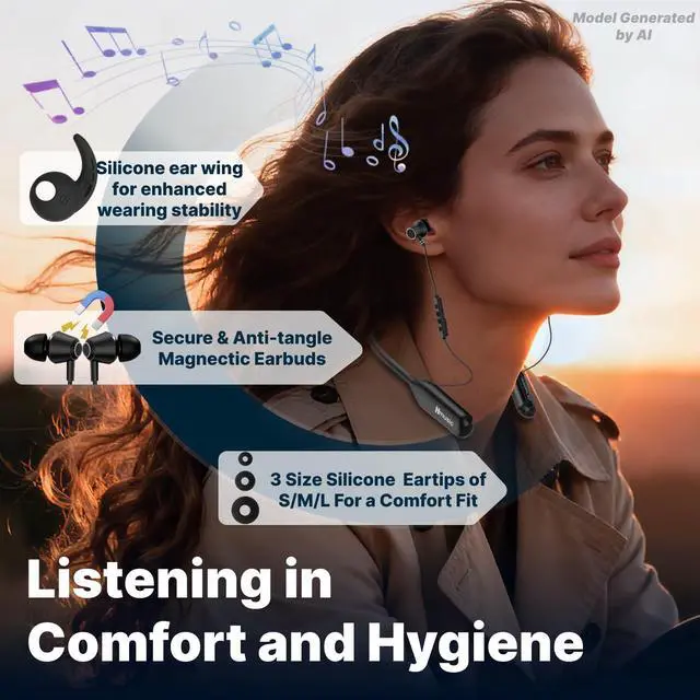 Alt view image 6 of 6 - H25 Neckband Bluetooth Headphones with 200hrs Long Battery Playtime | IPX5 Waterproof Wireless Earbuds Bluetooth 5.4, Around the Neck Headphones w/ENC Mic, for Work/Cycling/Game/Gym/Long Trips