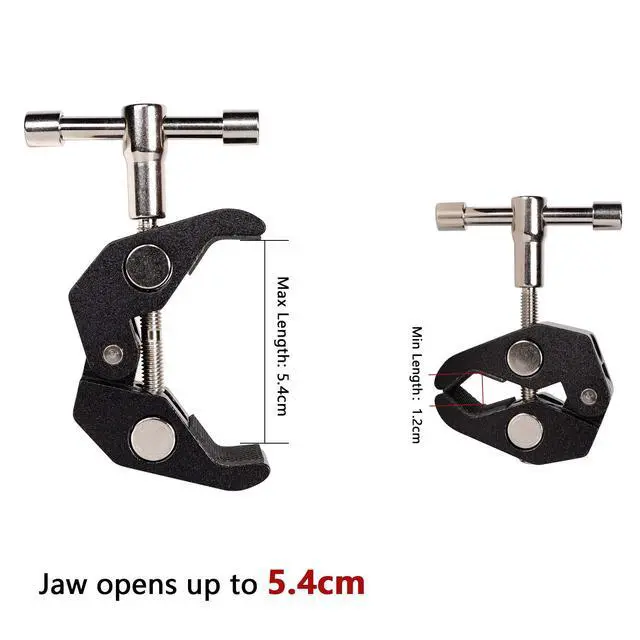 Alt view image 2 of 6 - 4Pack Super Clamp with 1/4 and 3/8 Thread for Photography,Camera Monitor, Plate Glass,LED Light, Umbrellas,Hooks, Shelves, Cross Bars,Photo Accessories