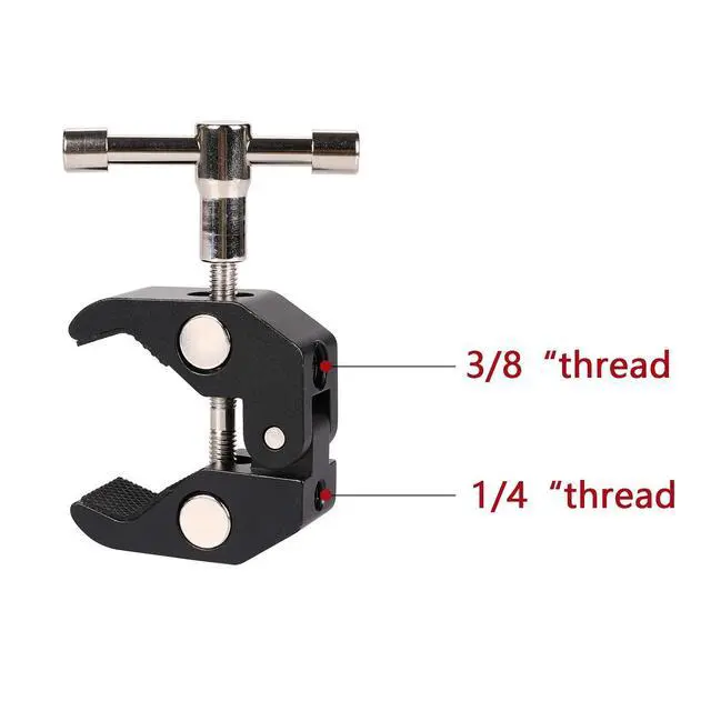 Alt view image 3 of 6 - 4Pack Super Clamp with 1/4 and 3/8 Thread for Photography,Camera Monitor, Plate Glass,LED Light, Umbrellas,Hooks, Shelves, Cross Bars,Photo Accessories