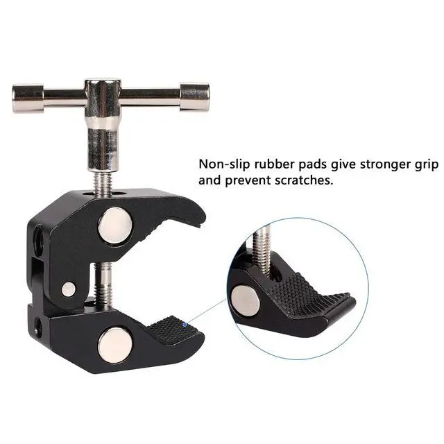 Alt view image 5 of 6 - 4Pack Super Clamp with 1/4 and 3/8 Thread for Photography,Camera Monitor, Plate Glass,LED Light, Umbrellas,Hooks, Shelves, Cross Bars,Photo Accessories