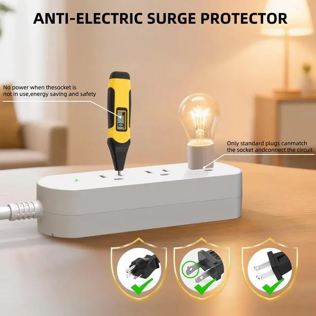 Alt view image 5 of 6 - Outdoor Power Strip Weatherproof IPX6, 5FT Waterproof Surge Protector Extension Cord with 3 Outlets, 1625W/13A, Wall Mountable for Outside, Patio, Pool, Yard, Porch, White