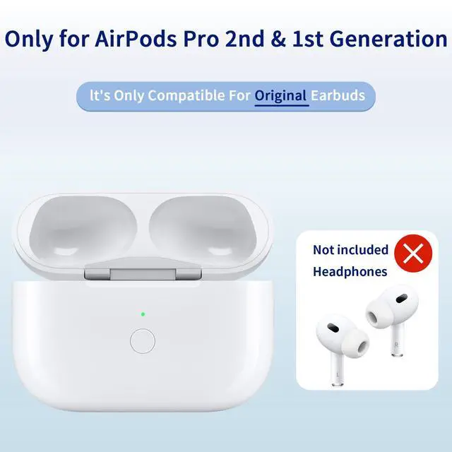 Alt view image 2 of 6 - USB-C Charging Case for AirPods Pro 1st & 2nd Gen Wireless | Hallsensor auto popup connect, tricolor LED status indicator, dropproof ABS shell, dualmode wiredwireless power supply