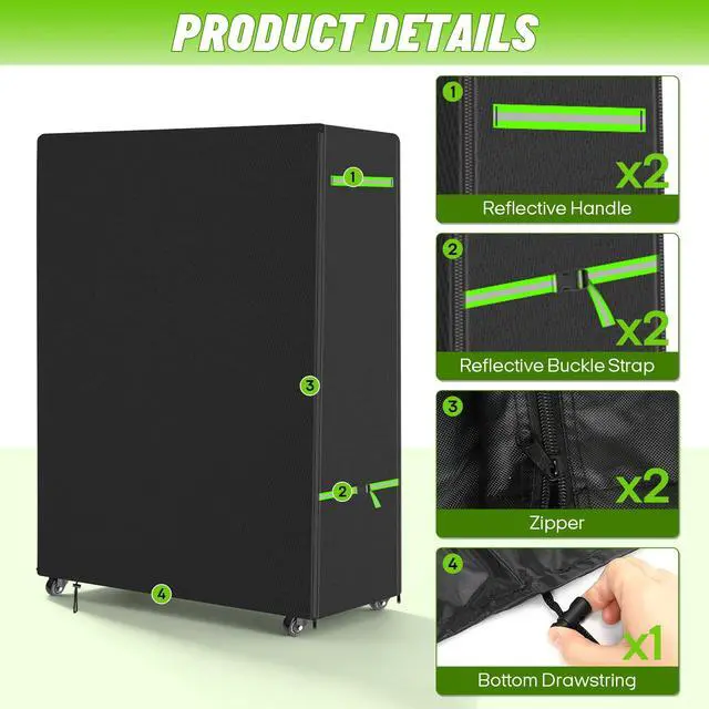 Alt view image 4 of 6 - 60-65" Outdoor TV Stand Cover, 600D TV Cover Waterproof, 59x15x55'' | PVC Coating, Bottom Drawing, Outside TV Protector With Buckles, Rolling TV Stand Cover For Mobile TV Cart On Wheels