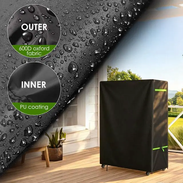 Alt view image 5 of 6 - 60-65" Outdoor TV Stand Cover, 600D TV Cover Waterproof, 59x15x55'' | PVC Coating, Bottom Drawing, Outside TV Protector With Buckles, Rolling TV Stand Cover For Mobile TV Cart On Wheels