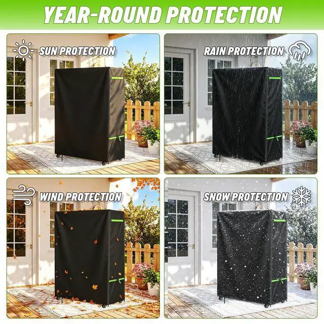 Alt view image 6 of 6 - 60-65" Outdoor TV Stand Cover, 600D TV Cover Waterproof, 59x15x55'' | PVC Coating, Bottom Drawing, Outside TV Protector With Buckles, Rolling TV Stand Cover For Mobile TV Cart On Wheels