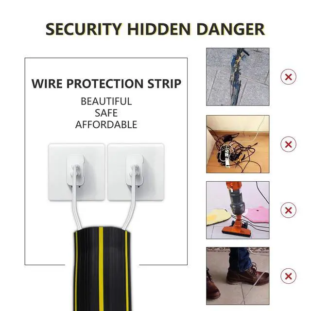 Alt view image 2 of 6 - 10Ft Cord Cover Heavy Duty Cable Protector 3 Channels Contains Cords, Cables and Wires, Easy to Unroll-Conceal Wires of Home, Office, Warehouse(Black)