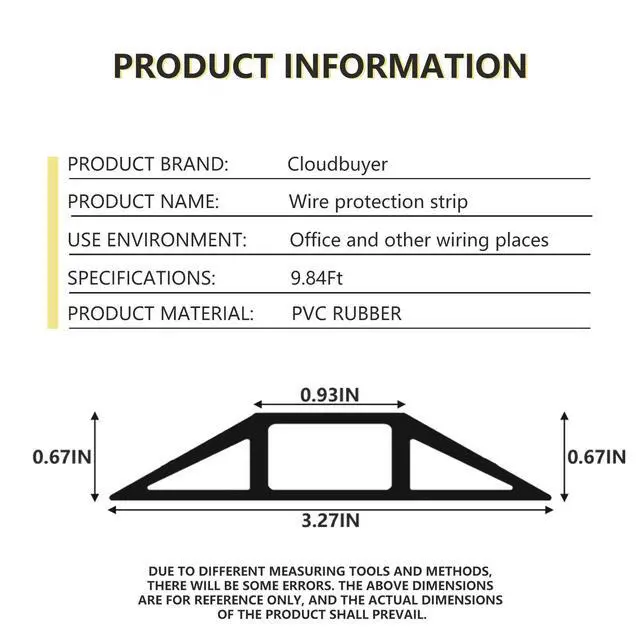 Alt view image 5 of 6 - 10Ft Cord Cover Heavy Duty Cable Protector 3 Channels Contains Cords, Cables and Wires, Easy to Unroll-Conceal Wires of Home, Office, Warehouse(Black)