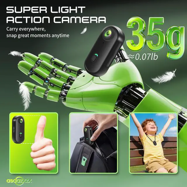 Alt view image 2 of 6 - Mini Action Camera 4K, Mini Body Camera WiFi, Wearable Sports POV Camera | Thumb-size Snap Cam with Waterproof Case, Hands-Free Bodycam for Helmet Horse Riding Motorcycling Skiing Cycling