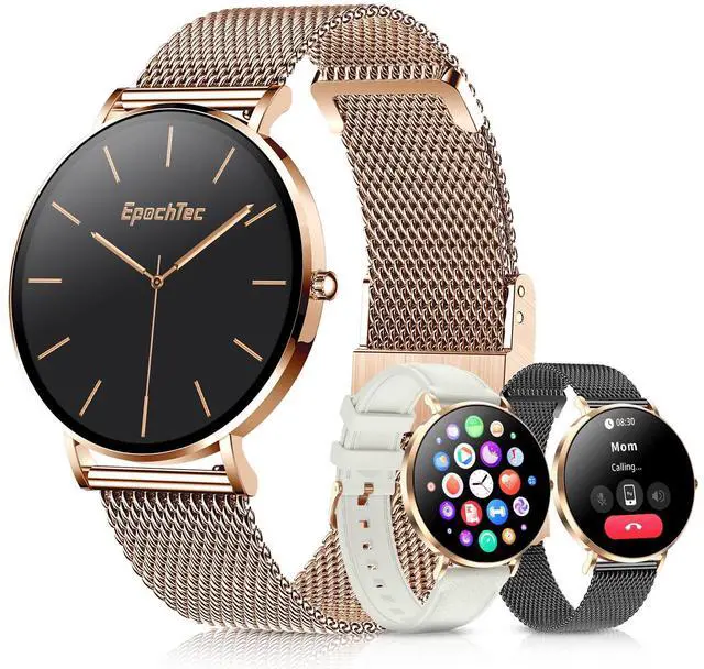 Main image of Ultra-thin Stainless Steel Smartwatch for Women Men 1.32'' Bluetooth | Full-touch Smart Watch, 24/7 Heart Rate & Sleep Monitor Digital Watch, IP68 Waterproof Fitness Tracker &100+ Sports(Rosegold)