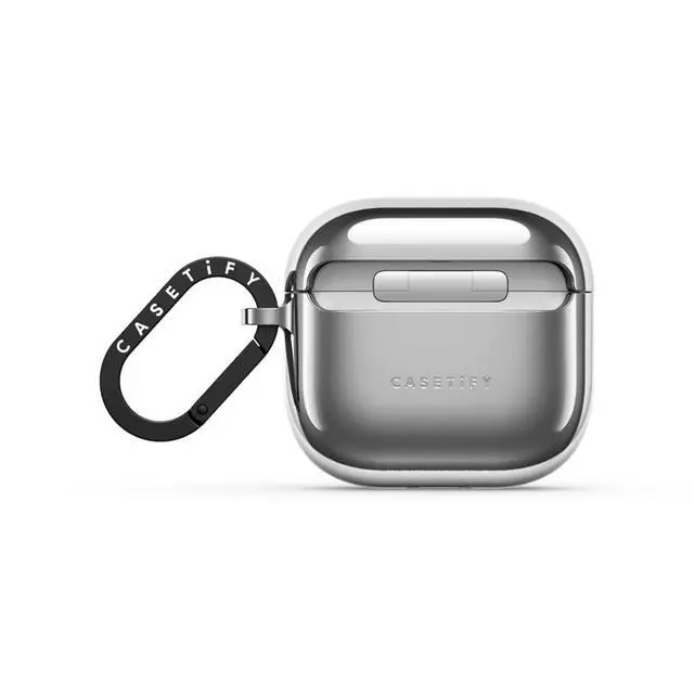 Alt view image 2 of 3 - Mirror AirPods (4th Gen) Case with Ring - Chrome Doodles - Silver