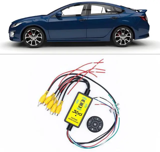 Alt view image 2 of 6 - 4 in 1 Car Camera Video Switcher with Remote Control, 360° Panoramic View for Left Right Front Rear, Easy Installation, 12V/24V Truck Compatible