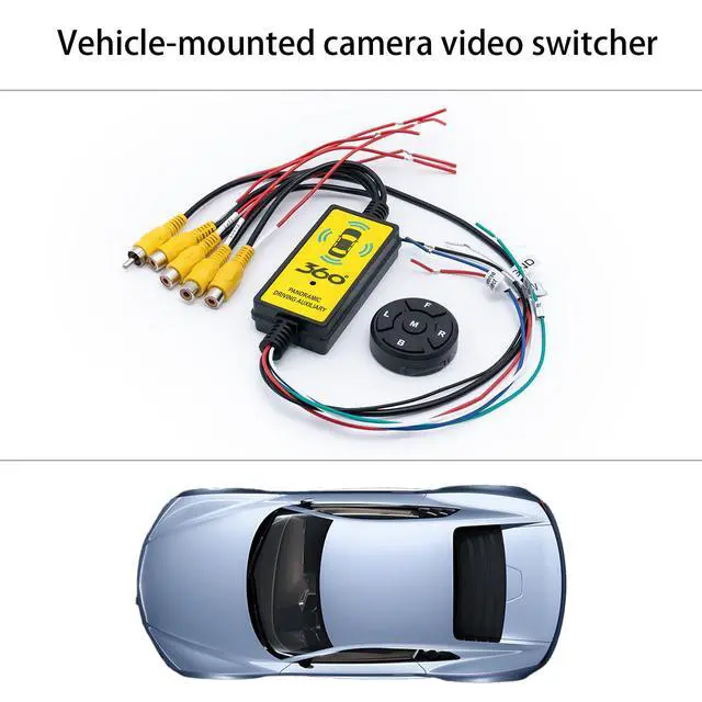 Alt view image 5 of 6 - 4 in 1 Car Camera Video Switcher with Remote Control, 360° Panoramic View for Left Right Front Rear, Easy Installation, 12V/24V Truck Compatible
