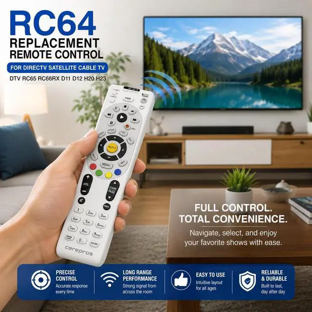 Alt view image 3 of 6 - RC64 Replacement Remote Control for DirecTV Satellite Cable TV DTV RC65 RC66RX D11 D12 H20 H23 Compatible Receiver