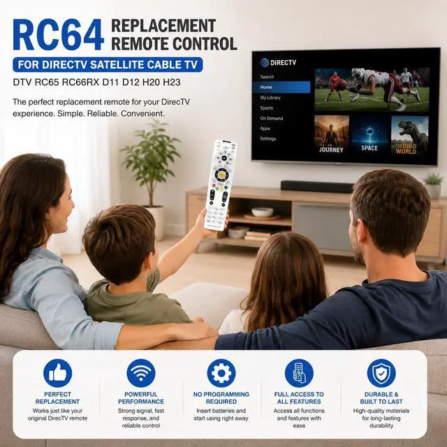 Alt view image 6 of 6 - RC64 Replacement Remote Control for DirecTV Satellite Cable TV DTV RC65 RC66RX D11 D12 H20 H23 Compatible Receiver
