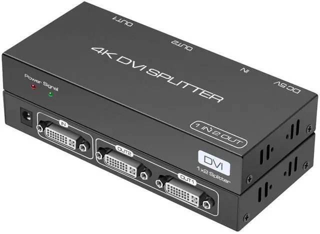 Main image of DVI Splitter 1 in 2 Out 2 Port DVI Dual Monitors Distribution Duplicator Video Splitter Support EDID Management Resolution up to 4K30Hz for PC Laptop DVR Projector HDTV