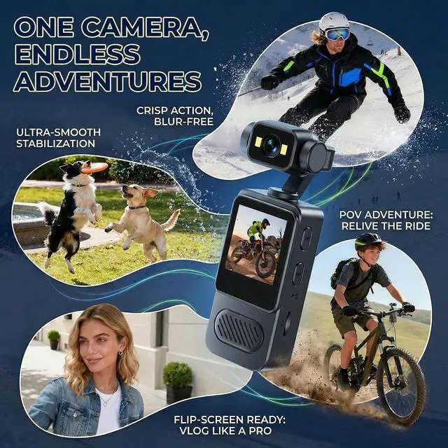 Alt view image 3 of 6 - 2K Body Camera with 180 Rotatable Lens, 1.54 inch Screen Wearable Video Recorder Bundle Includes 64GB TF Card, Card Reader, Lanyard, Motion Detection Loop Recording for Security