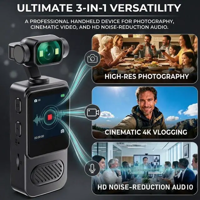 Alt view image 6 of 6 - 2K Body Camera with 180 Rotatable Lens, 1.54 inch Screen Wearable Video Recorder Bundle Includes 64GB TF Card, Card Reader, Lanyard, Motion Detection Loop Recording for Security