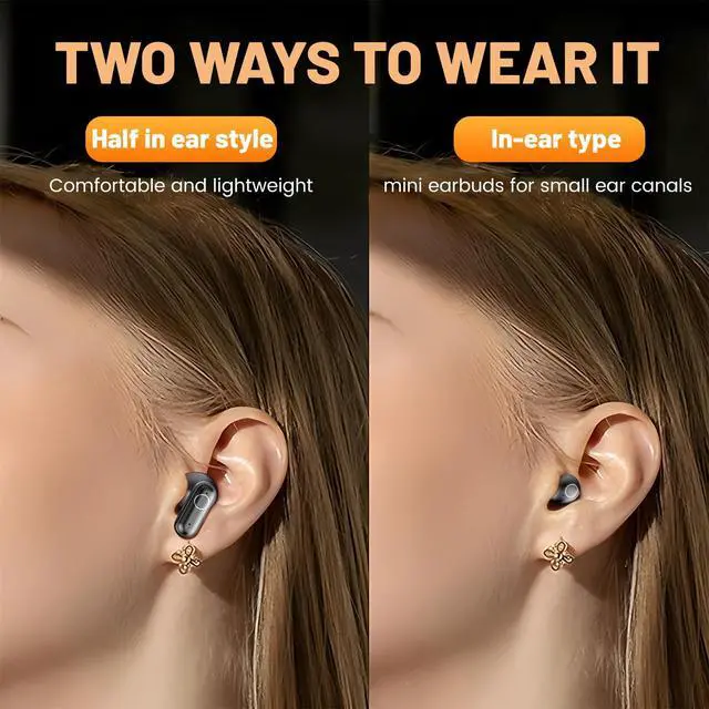 Alt view image 4 of 6 - Wireless Bluetooth Headset,Tiny Size Invisible Earbud,2 in 1 Mini Earbuds Wireless Bluetooth for Sleep and Sports Earphones Set, Portable Charging Case for Work Sport Sleeping (Black)