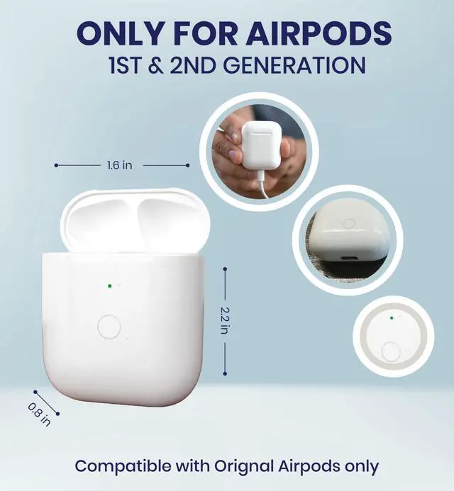 Alt view image 4 of 6 - Replacement Charging Case for AirPods 1st & 2nd Generation with Wireless and Wired Charging and Built-in 550 mAh Battery for Fast Charging, Bluetooth Pairing and Sync Button. No Earbuds/Airpods