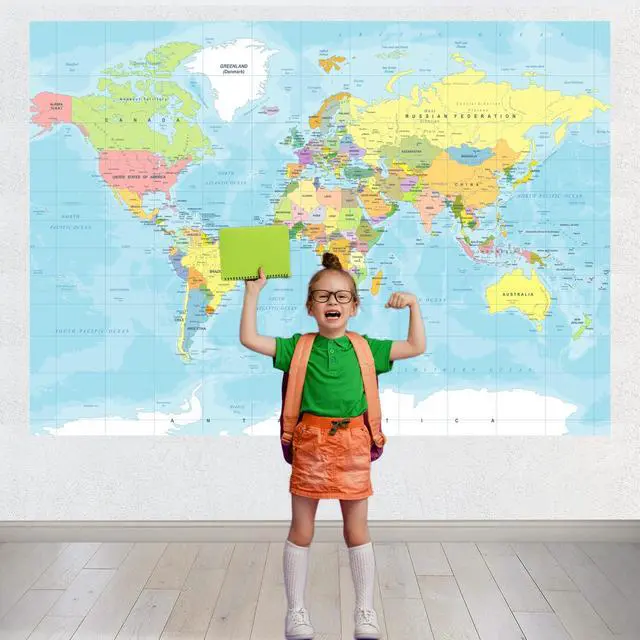 Alt view image 2 of 6 - 7x5ft World Map Backdrop Adventure Begins Travel Boys Baby Shower Party Decorations Map Backdrops Around World Adventure Birthday Bridal Shower Photography Background Photobooth Props