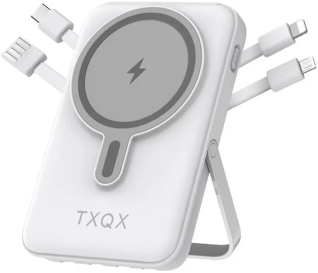 Main image of Wireless Portable Charger 10000mAh,Magnetic Power Bank with Built-in Cables LED Display,22.5W PD Fast Charging for Magsafe Battery Pack Compatible with iPhone16/15/14/13/12/Pro/Pro Max (White)