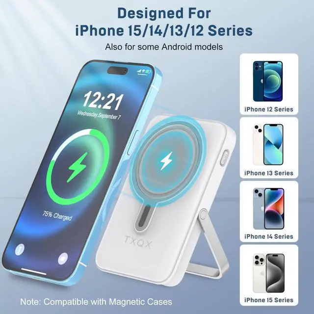 Alt view image 3 of 7 - Wireless Portable Charger 10000mAh,Magnetic Power Bank with Built-in Cables LED Display,22.5W PD Fast Charging for Magsafe Battery Pack Compatible with iPhone16/15/14/13/12/Pro/Pro Max (White)