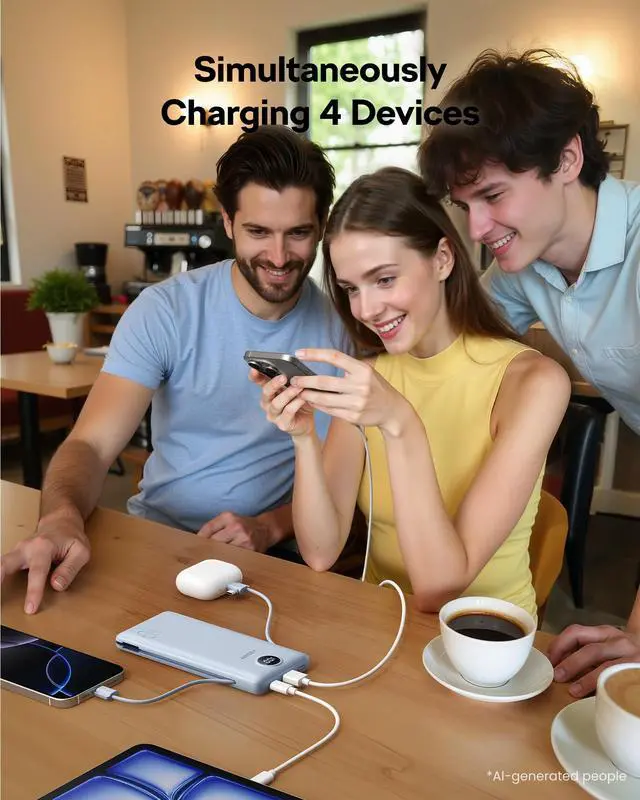 Alt view image 3 of 7 - Portable Charger, 10000mAh Power Bank, Built in Wall Plug and Cables
