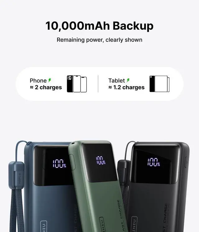 Alt view image 6 of 7 - Power Bank, Compact 10000mAh 45W PD Fast Charging Portable Charger