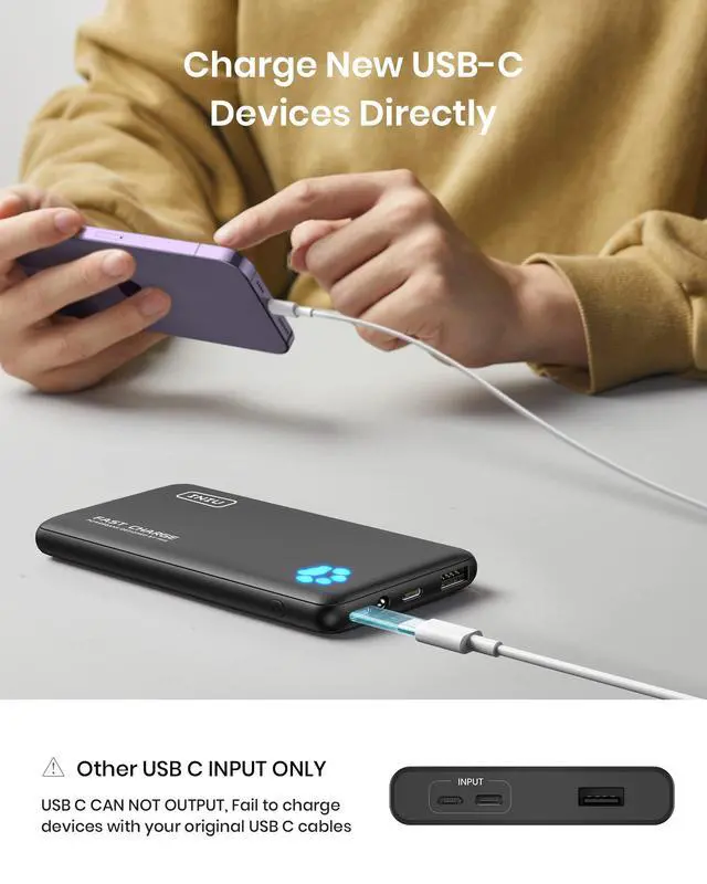 Alt view image 3 of 7 - Portable Charger, Slimmest 10000mAh Fast Charging USB C Power Bank