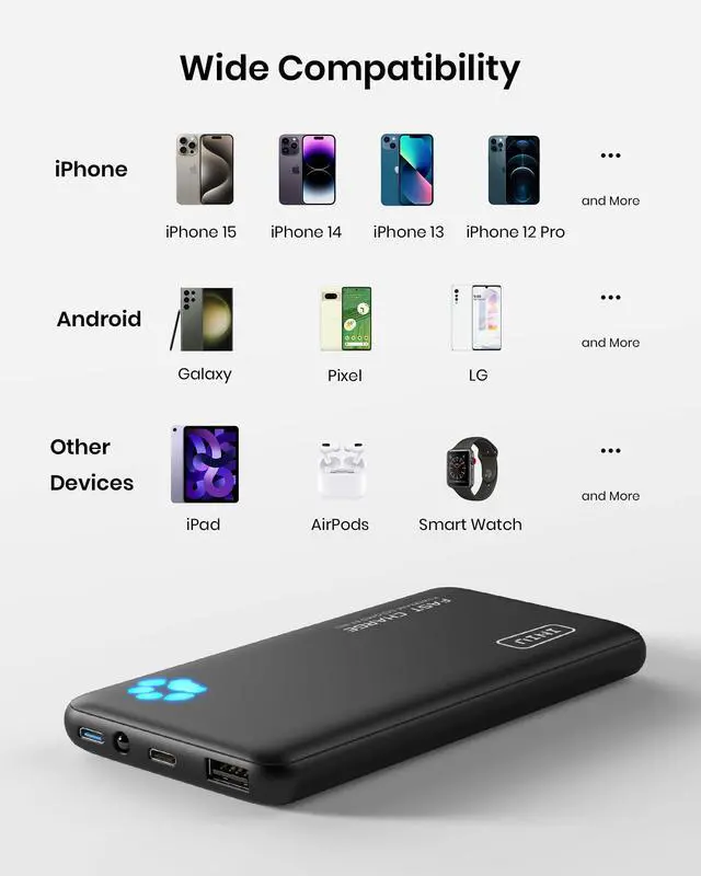 Alt view image 7 of 7 - Portable Charger, Slimmest 10000mAh Fast Charging USB C Power Bank
