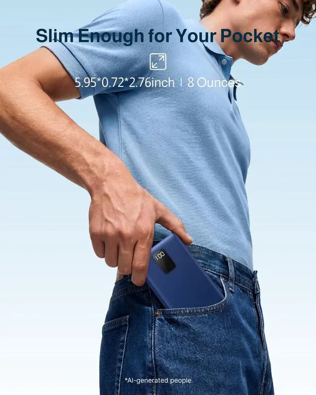 Alt view image 7 of 7 - 10000mAh Portable Charger with Built-in Cables and AC Wall Plug