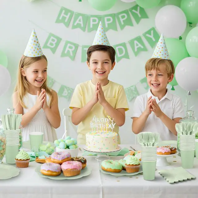 Alt view image 6 of 7 - 175 Pcs Sage Green Plates and Napkins Green Party Supplies Serve 25 Guest