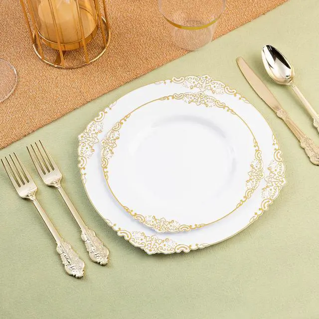 Alt view image 3 of 7 - 75PCS Gold Heavy Duty Plastic Silverware for 25 Guests