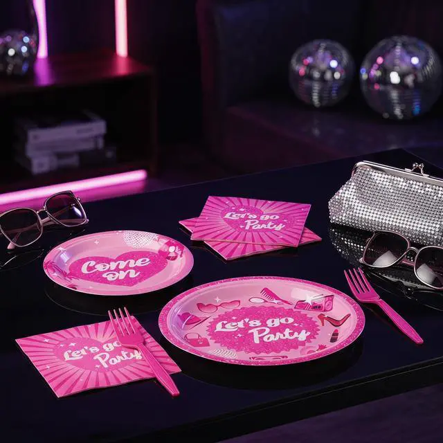 Alt view image 6 of 7 - 100 Pcs Disposable Let's Go Party Tableware Set for 25 Guests