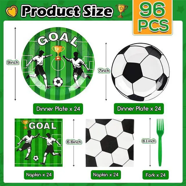 Alt view image 2 of 7 - 96PCS Soccer Plates and Napkins, Serves 24