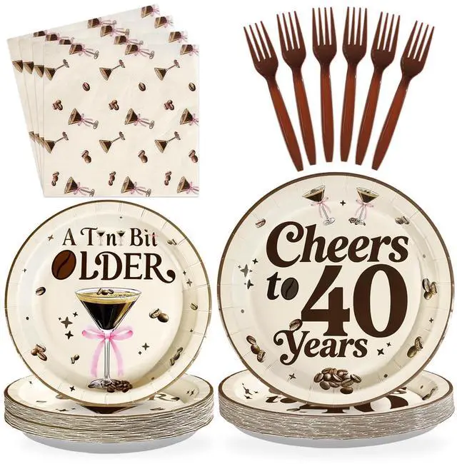 Main image of 96 Pcs Espresso Martini 40th Birthday Decorations, Serves 24