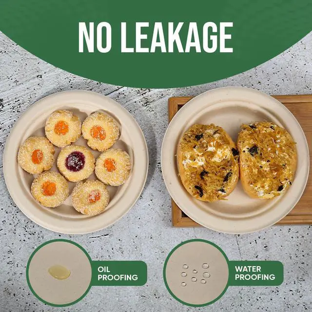 Alt view image 3 of 7 - Brown Disposable Paper Plate 7 inch,100% Compostable,100 Pack