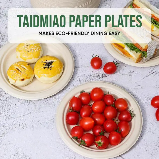 Alt view image 4 of 7 - Brown Disposable Paper Plate 7 inch,100% Compostable,100 Pack