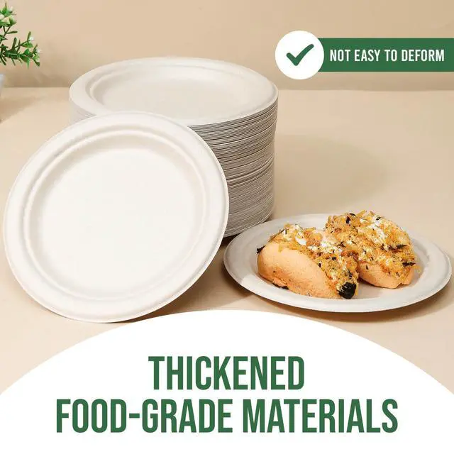 Alt view image 5 of 7 - Brown Disposable Paper Plate 7 inch,100% Compostable,100 Pack
