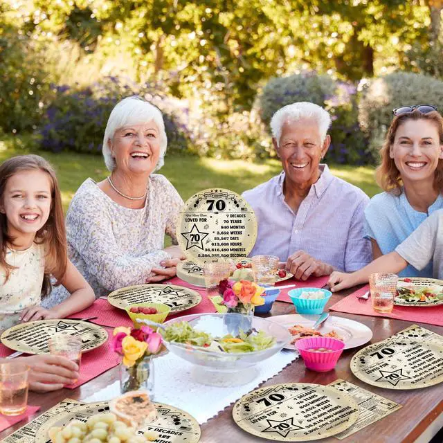 Alt view image 7 of 7 - 50pcs 70th Birthday Plates and Napkins 70 Year Old Birthday Party Decorations Vintage Back in 1956 Dessert Plates Vintage 1956 70th Theme Disposable Tableware Set for Men Women Party Supplies